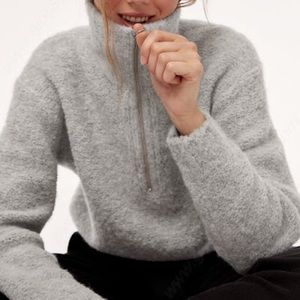 Aritzia Wilfred Free Zip-up Grey Sweater